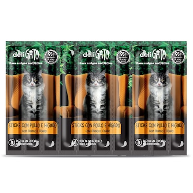 Snack para gatos sticks de pollo e hígado Dia Deligato 10 x 5 g-0