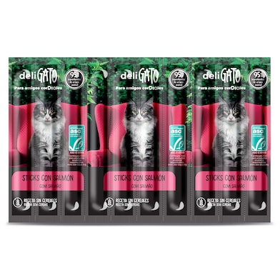 Snack para gatos sticks de salmón Dia Deligato 10 x 5 g-0