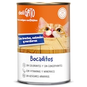 Alimento para gatos bocaditos con trucha, salmón y verduras Dia Deligato 400 g