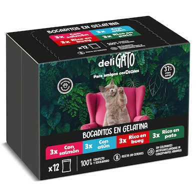 Alimento para gatos bocaditos en gelatina Dia Deligato 12 x 100 g-0