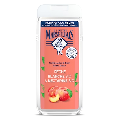Gel de ducha melocotón blanco y nectarina Le petit marseillais 650 ml-0