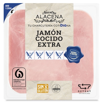 Jamón cocido extra Dia Nuestra Alacena 250 g-0