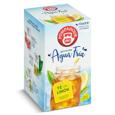 Té negro con limón agua fría Pompadour 20 unidades-0