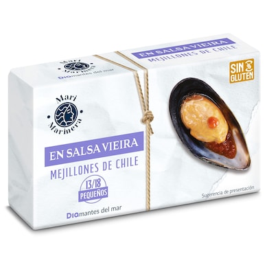 Mejillones de Chile en salsa vieira 13/18 piezas Dia Mari Marinera 69 g-0