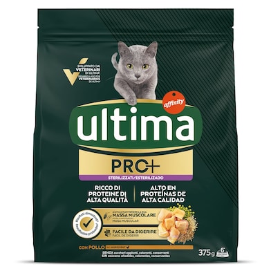 Alimento para gatos esterilizados con pollo Ultima Pro+ 375 g-0
