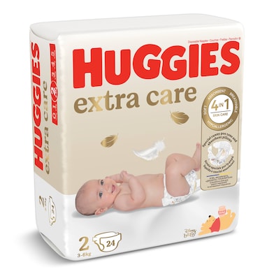 Pañales 3-6 kg talla 2 Huggies Extra Care 24 unidades-0