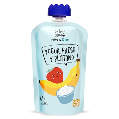 Alimento infantil lácteo con puré de fresa y plátano Dia Fruticampo 100 g-0