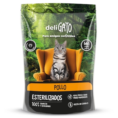 Alimento para gatos esterilizados con pollo Dia Deligato 800 g-0