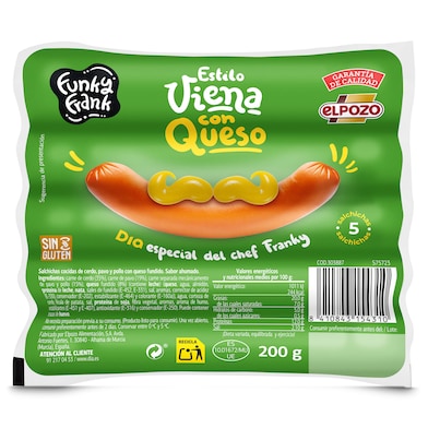 Salchichas viena con queso Dia Funky Frank 200 g-0