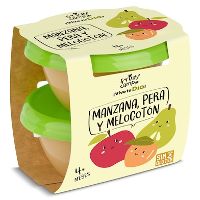 Puré de manzana, pera y melocotón Dia Fruticampo pack 2 x 130 g-0