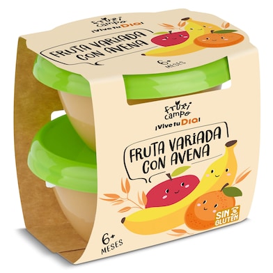 Puré de fruta variada con avena Dia Fruticampo pack 2 x 130 g-0
