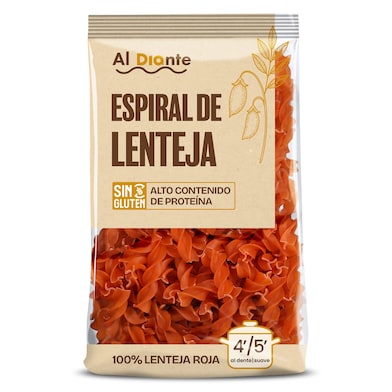 Espirales 100% de lenteja roja Dia Al Diante 250 g-0