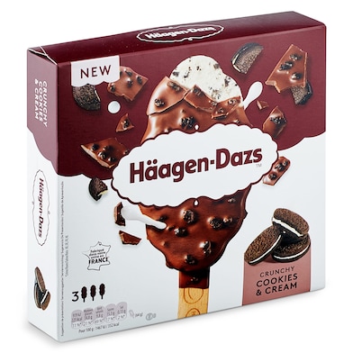 Helado bombón crunchy cookies & cream Haagen Dazs 3 x 64 g-0