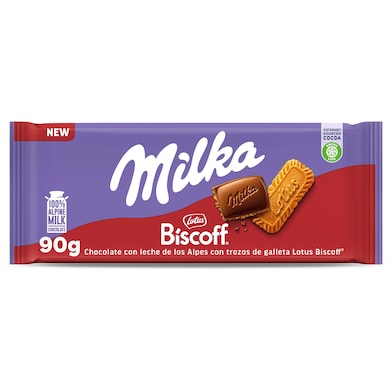Chocolate con leche con trozos biscoff lotus Milka 90 g-0