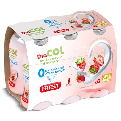 Bebida láctea de fresa 0% azúcares añadidos Diacol 6 x 100 g-0