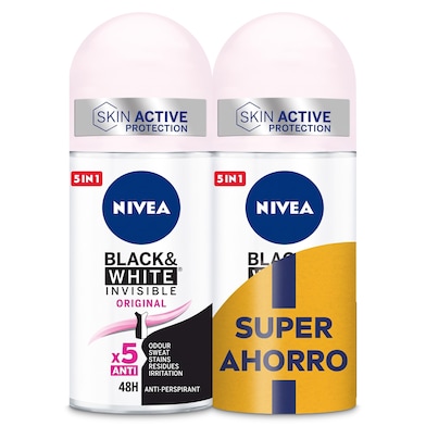 Desodorante roll-on black&white invisible Nivea 2 x 50 ml-0 Desodorante roll-on black&white invisible Nivea 2 x 50 ml-0