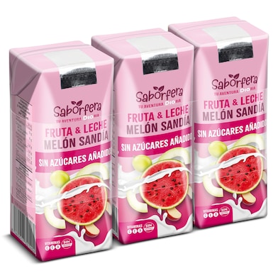Bebida de fruta y leche de melón y sandía sin azúcares añadidos Dia Saborfera pack 3 x 330 ml-0
