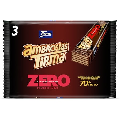 Barritas de barquillo de chocolate zero ambrosías Tirma 65 g-0