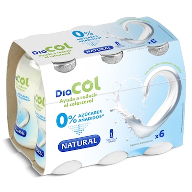 Bebida láctea natural 0% azúcares añadidos Diacol 6 x 100 g-0