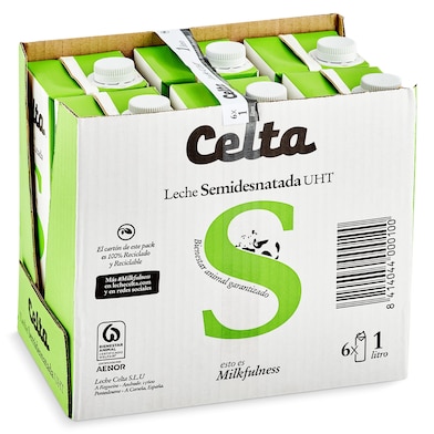 Leche semidesnatada Celta pack 6 x 1 L-0
