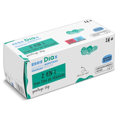 Protegeslip 2 en 1 todo tipo de pérdidas Esos Dias 24 unidades-0 Protegeslip 2 en 1 todo tipo de pérdidas Esos Dias 24 unidades-0