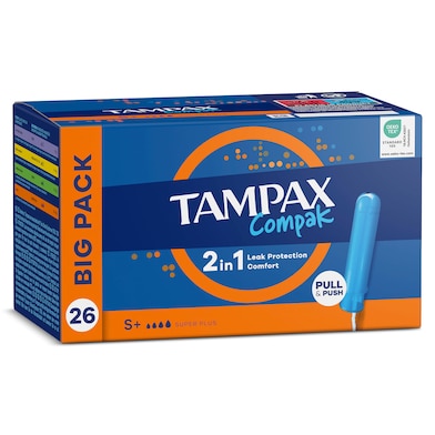Tampón compak super plus Tampax 26 unidades-0