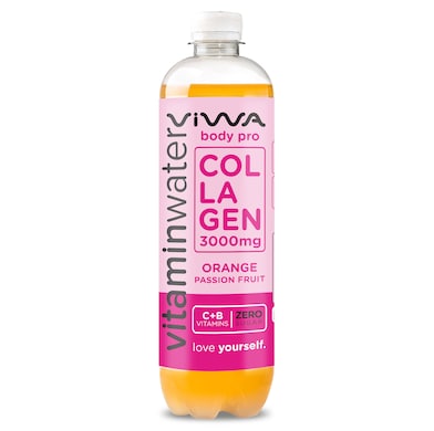 Agua vitaminada zero con colágeno sabor naranja Body Pro Viwa 600 ml-0