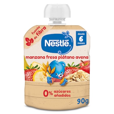 Alimento infantil con puré de manzana, fresa, plátano y avena Nestlé 90 g-0