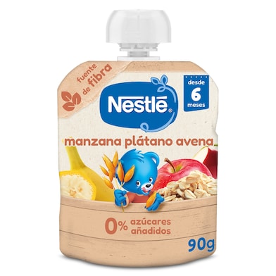 Alimento infantil con puré de manzana, plátano y avena Nestlé 90 g-0