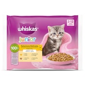 Alimento para gatos junior aves en gelatina Whiskas 4 x 85 g