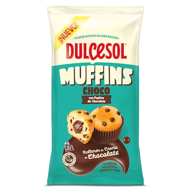 Muffins rellenos con pepitas de chocolate Dulcesol 240 g-0