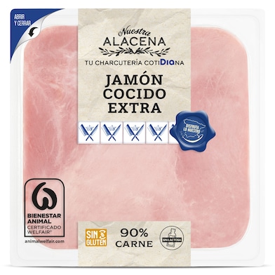 Jamón cocido extra 90% Dia Nuestra Alacena 250 g-0 Jamón cocido extra 90% Dia Nuestra Alacena 250 g-0