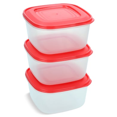 Recipiente de plástico cuadrado 0,6 L Easyseal 3 unidades-0