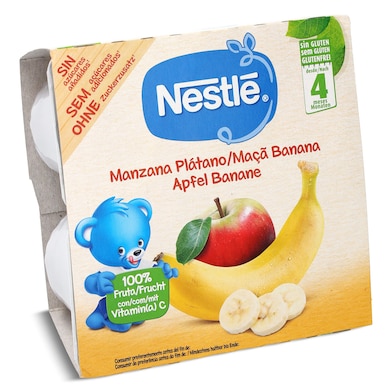 Puré de manzana y plátano Nestlé pack 4 x 100 g-0