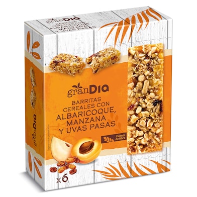 Barritas de cereales con albaricoque, manzana y uvas pasas Gran Dia 150 g-0