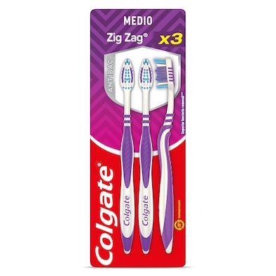 Cepillo de dientes limpieza profunda medio Zig Zag Colgate 3 unidades-0