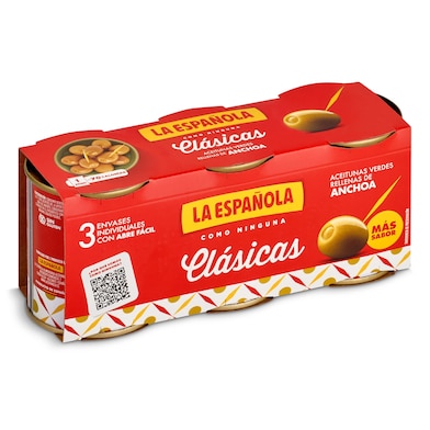 Aceitunas rellenas de anchoa La española 3 x 50 g-0