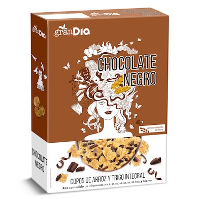 Cereales copos de trigo, arroz y cebada con chocolate negro Gran Dia 300 g-0