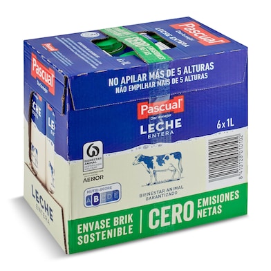 Leche entera Pascual pack 6 x 1 L-0