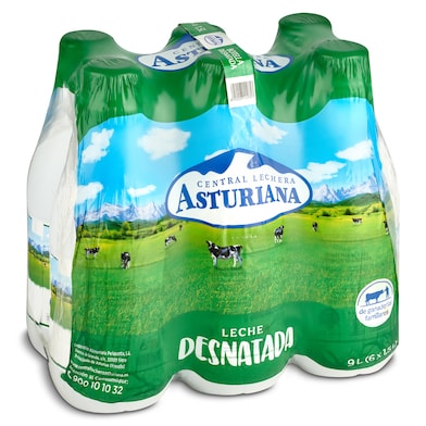 Leche desnatada Asturiana pack 6 x 1.5 L-0