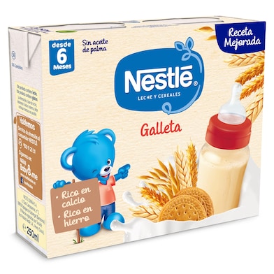 Papilla líquida leche y cereales galleta Nestlé caja 2 x 250 ml-0
