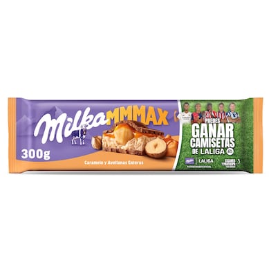 Chocolate con leche relleno con caramelo y avellanas Milka 300 g-0